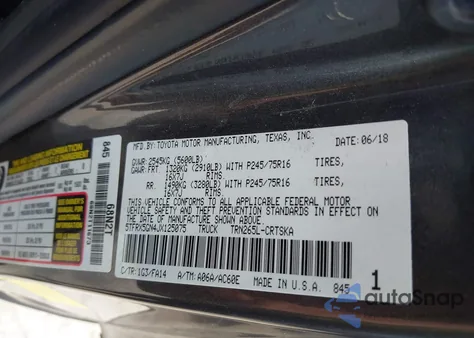 2018 Toyota Tacoma Sr from USA, damaged, VIN 5TFRX5GN4JX125075